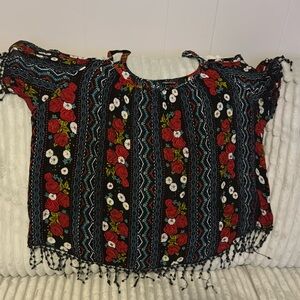 Women’s Multi Colored Peep Shoulder Blouse